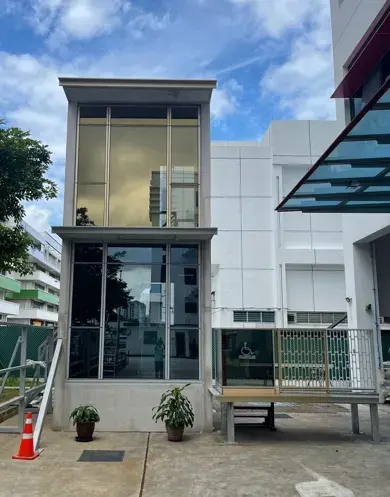 Full-scale outdoor façade mock-up used before mass production