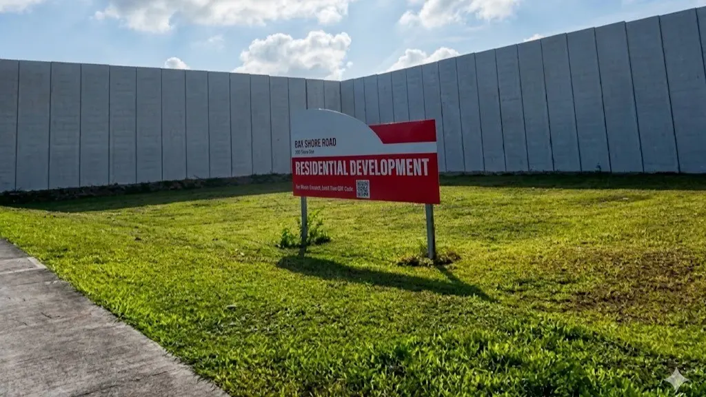 Government Land Sale residential development sign at the Bayshore site