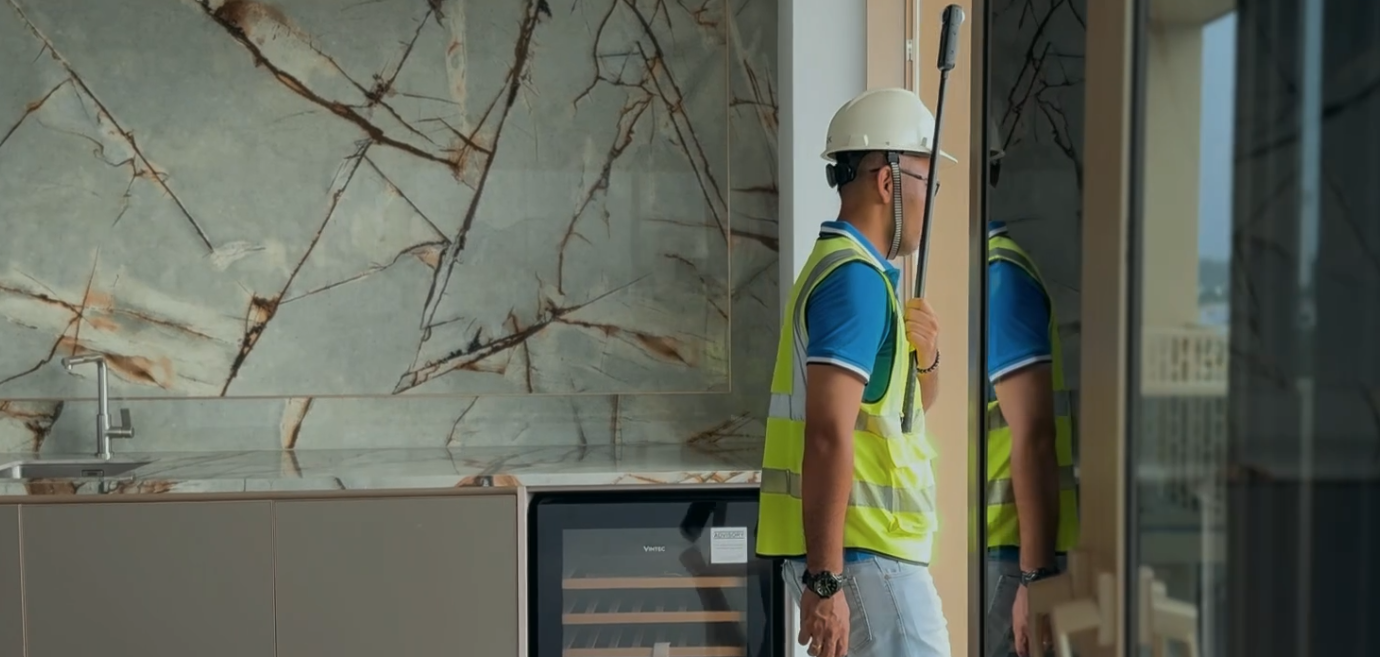 Reality capture inspection being carried out inside a completed Grand Dunman space