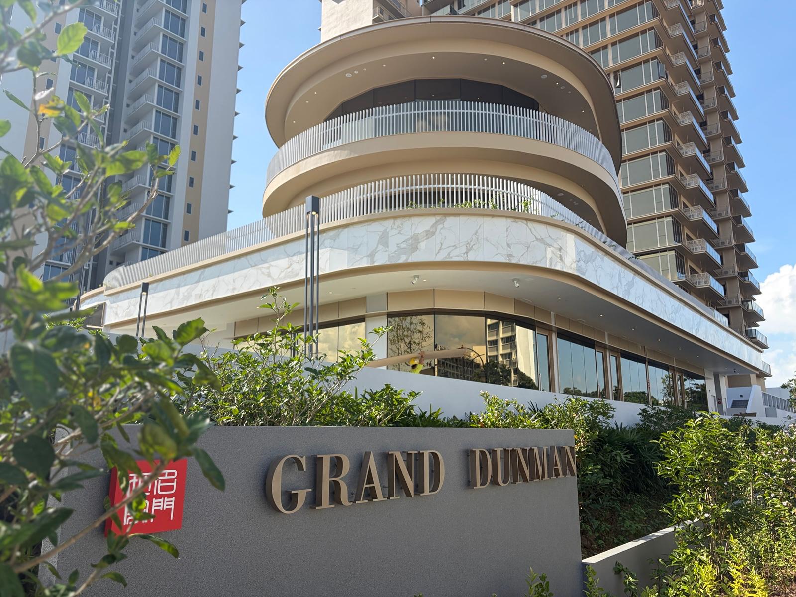 Completed Grand Dunman entrance and clubhouse facade