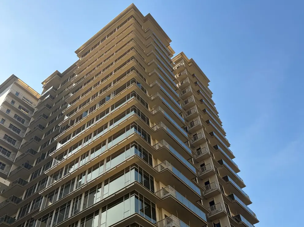 Completed residential facade approaching project completion